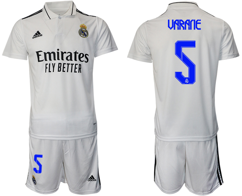 Men 2022-2023 Club Real Madrid home white #5 Adidas Soccer Jersey->real madrid jersey->Soccer Club Jersey